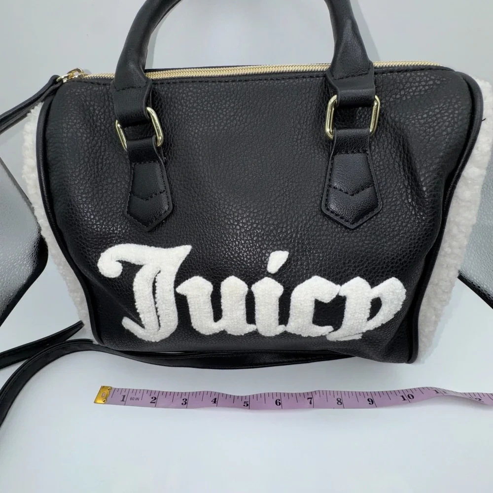 Juicy‎ Couture Sherpa Faur Fur Speedy Flashback Satchel Crossbody Bag Purse Y2K